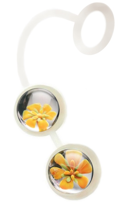 Bolas Glass Ben Wa Flower Yellow RF03989 - Image 4