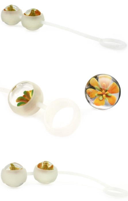 Bolas Glass Ben Wa Flower Yellow RF03989 - Image 3