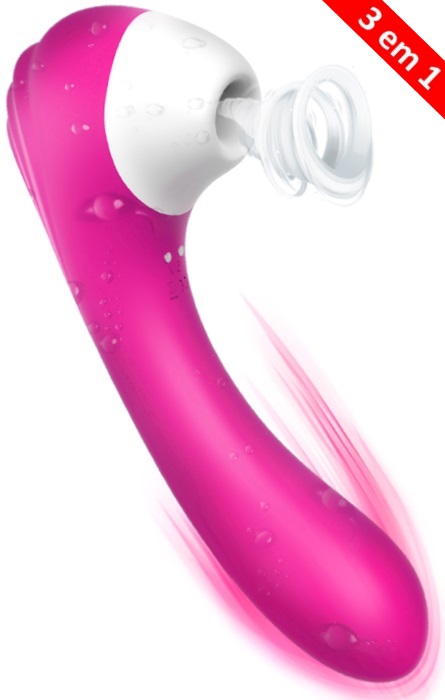 Triplo Vibrador Ondas de Sucção e Pressão 18 Speeds Rose RF09529