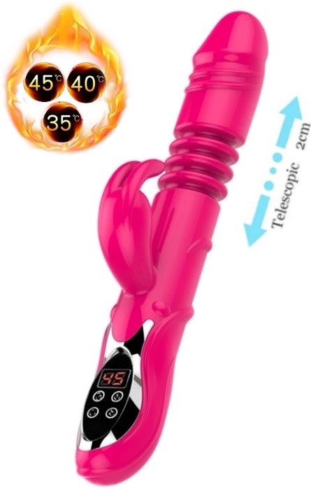 Vibrador Rabbit Telescópico e Aquecimento 84 Speeds Rose RF09553