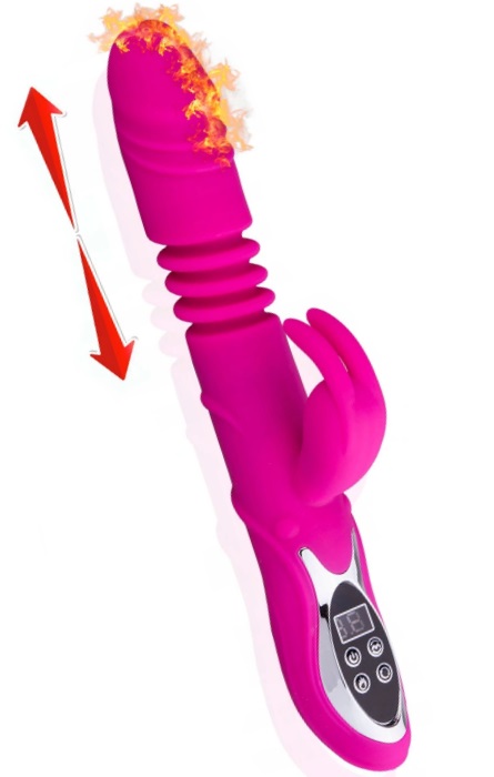 Vibrador Rabbit Telescópico e Aquecimento 84 Speeds Rose RF09553