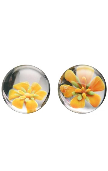 Bolas Glass Ben Wa Flower Yellow RF03989 - Image 2