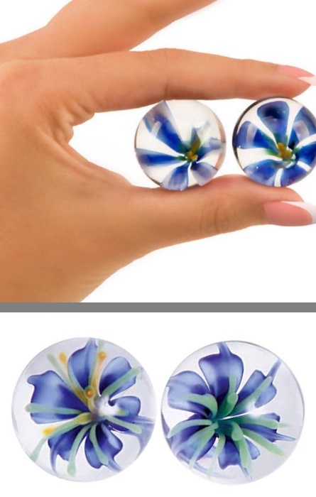 Bolas Glass Ben Wa Flower Blue RF03989 - Image 2