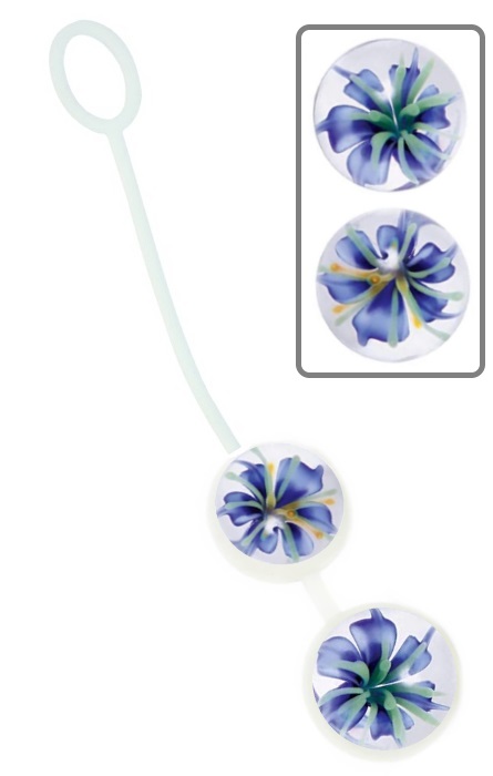 Bolas Glass Ben Wa Flower Blue RF03989