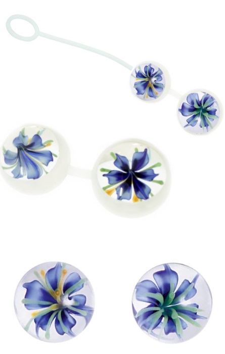 Bolas Glass Ben Wa Flower Blue RF03989 - Image 3