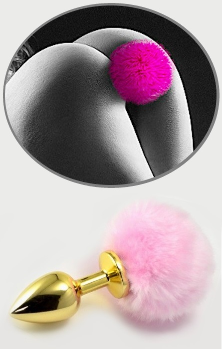 Plug Anal Gold e Pompon Pink RF01362