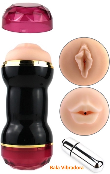 Diamond Vibrador Duplo Masturbator Vaginal e Oral RF04142