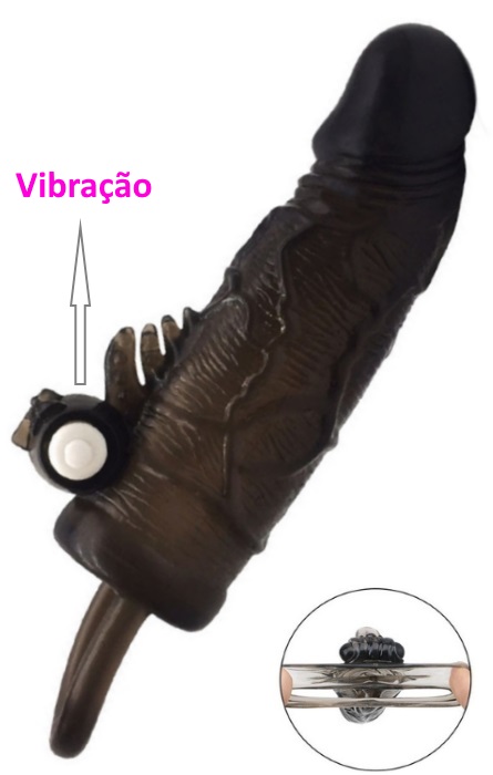 Manga e Extensão Penis com Vibração Black RF03805