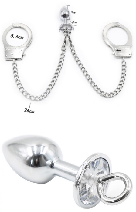 Plug Anal com Brilhante e Algemas Kit Bondage RF03369