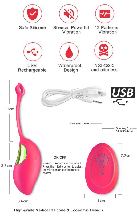 Ovo Vibrador Recarregavel 12 Speeds Red RF04171