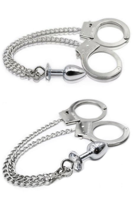 Plug Anal com Brilhante e Algemas Kit Bondage RF03369