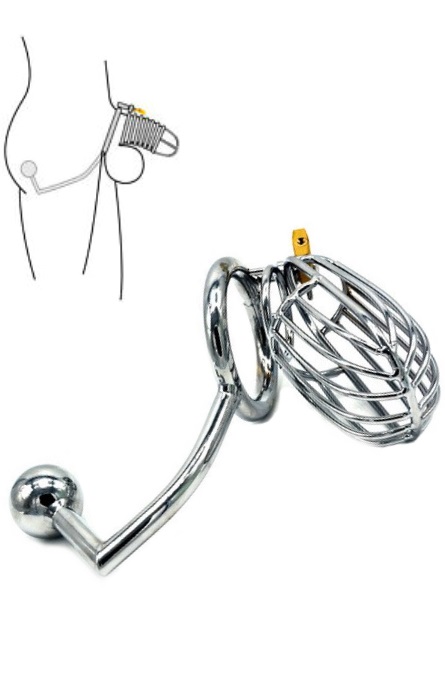 Gaiola de castidade com Gancho Anal  L RF02361