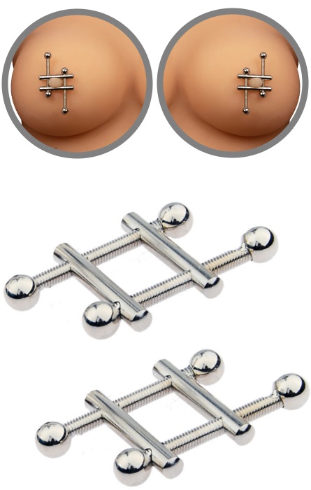 Nipples Barras de Fogo Pressão de Mamilos Fetich 2 Peças RF04703