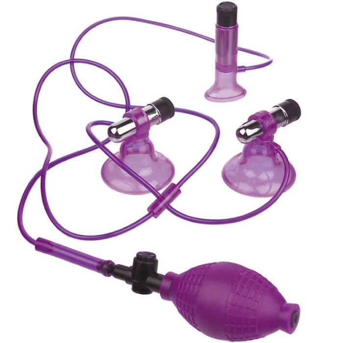 Vibrador e Bomba Tripla Sucção Vagina e Mamilos RF45198