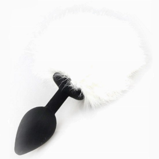 Plug Anal Black e Pompon White M RF01847