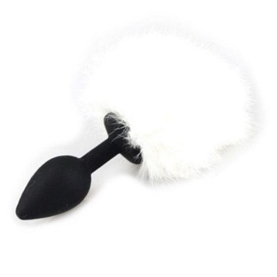 Plug Anal Black e Pompon White L RF01844