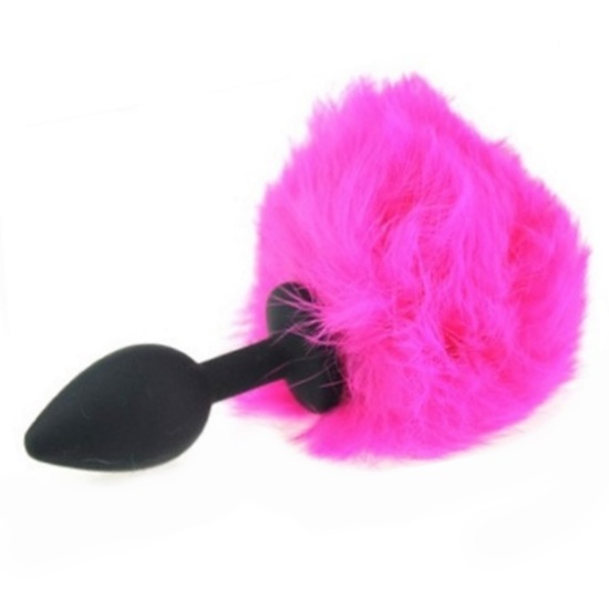 Plug Anal Black e Pompon Rose L RF01844
