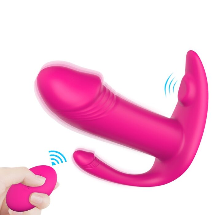 Vibrador Triplo Strap-On 9 Speeds Rose RF09534