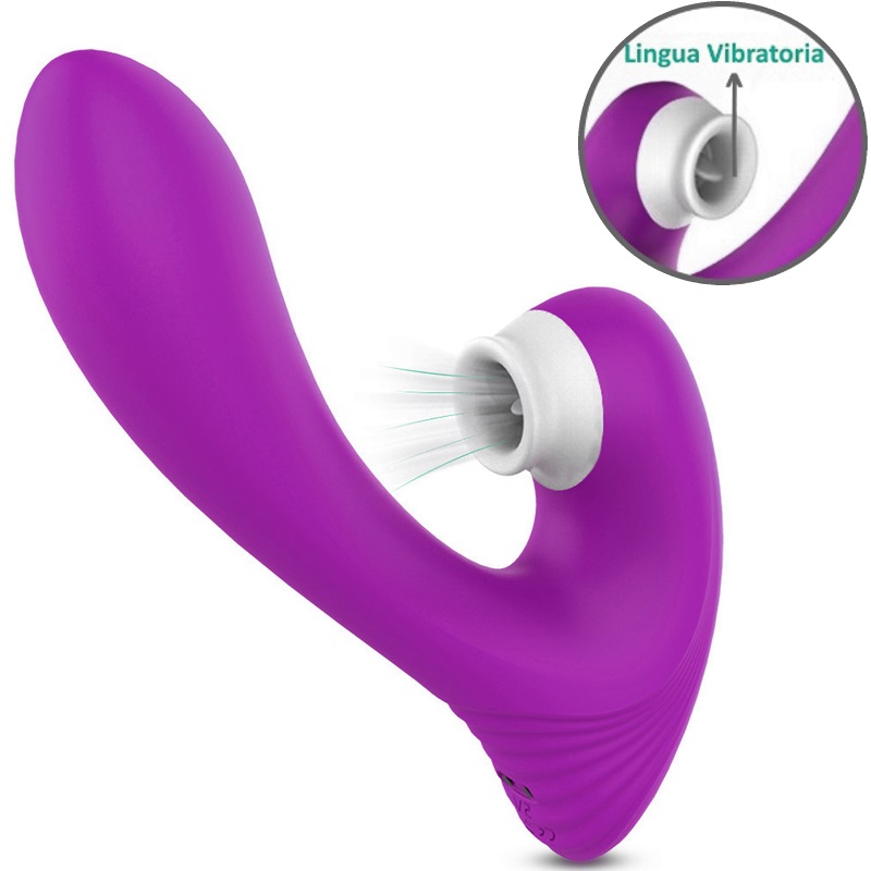 Vibrador com Sucção e Lingua para Clitóris 18 Speeds Purple RF09504