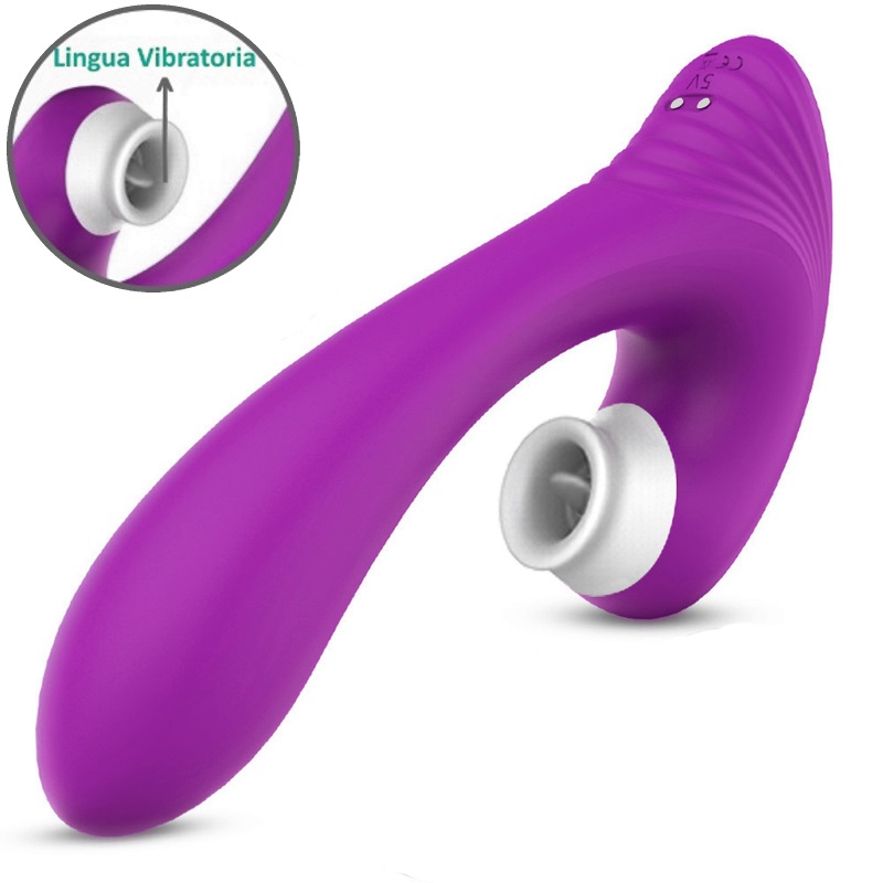 Vibrador com Sucção e Lingua para Clitóris 18 Speeds Purple RF09504 - Image 2