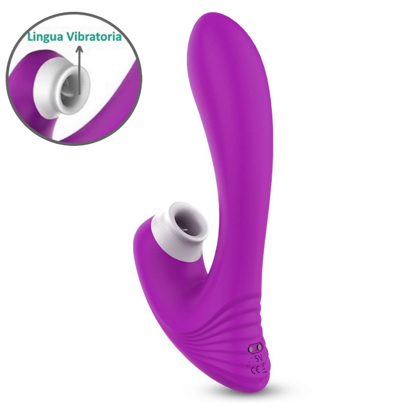 Vibrador com Sucção e Lingua para Clitóris 18 Speeds Purple RF09504 - Image 4