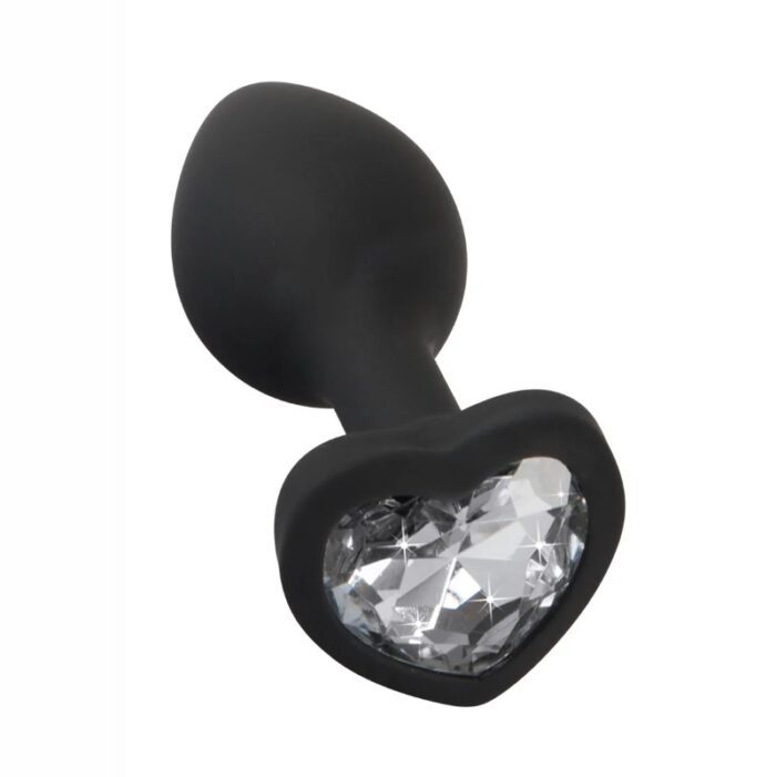Anal Plug Silicone Coração Black Brilhante Clear M RF03183