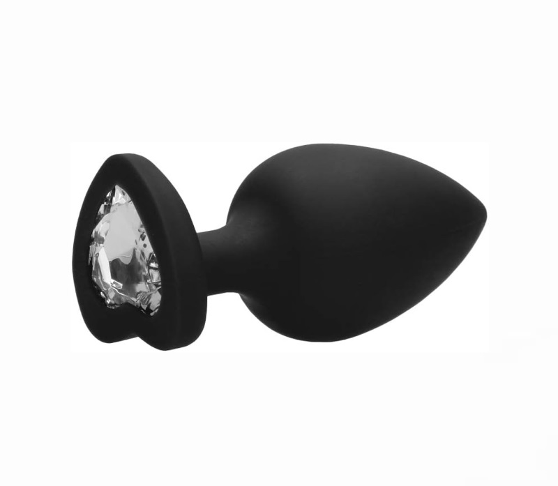 Anal Plug Silicone Coração Black Brilhante Clear M RF03183 - Image 5