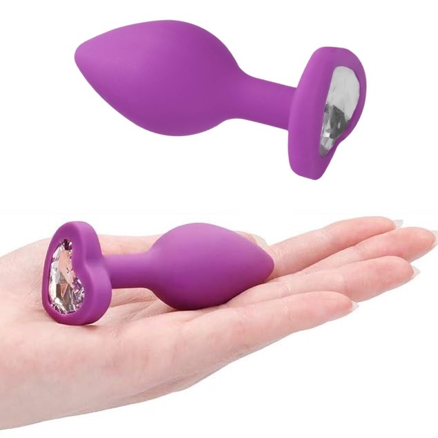 Anal Plug Silicone Coração Purple Brilhante Clear S RF03182