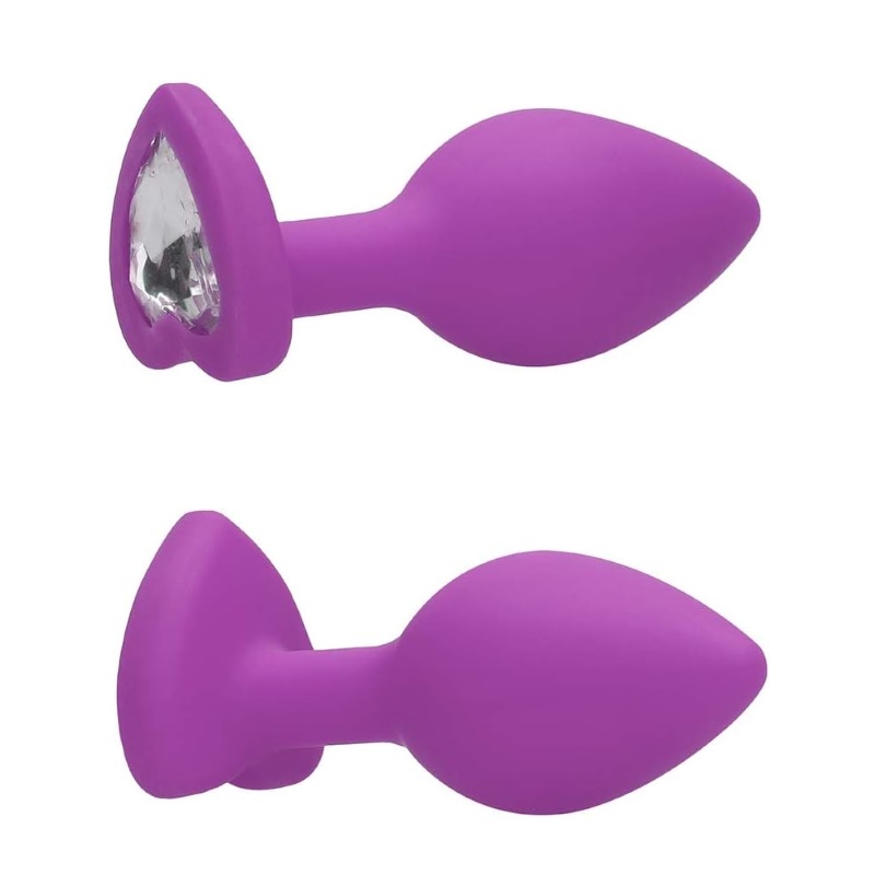 Anal Plug Silicone Coração Purple Brilhante Clear M RF03183 - Image 4