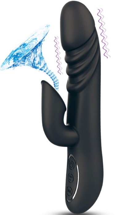 Vibrador G-spot Rabbit Ondas de Sucção 12 Speeds Black RF09505