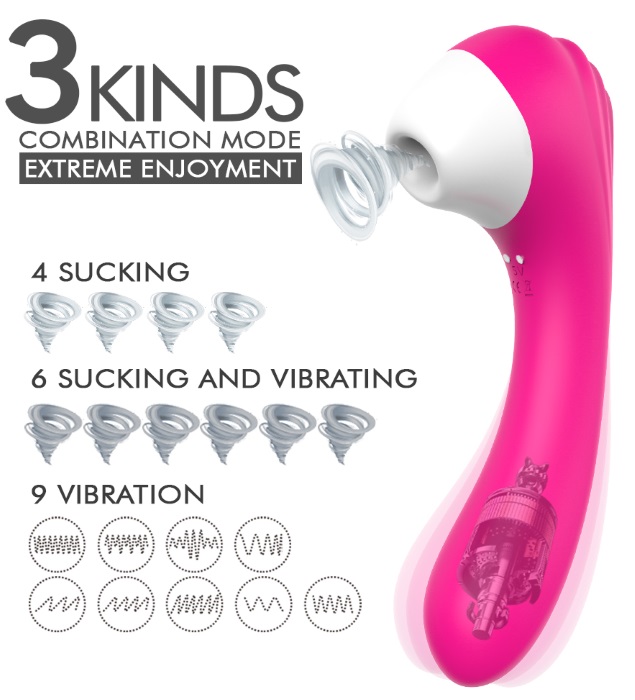 Triplo Vibrador Ondas de Sucção e Pressão 18 Speeds Rose RF09529 - Image 4