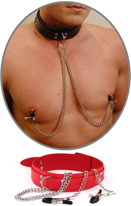Coleira com Grampos de Mamilos Red RF03268