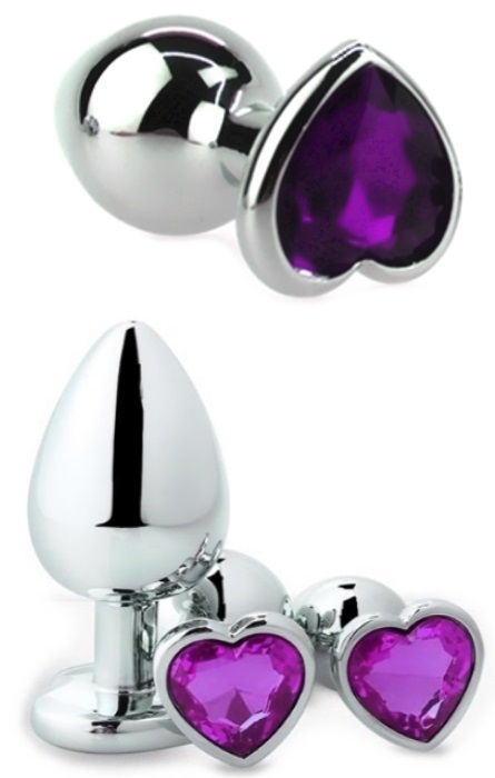 Plug Anal Intense Heart com Brilhante Purple L RF02355