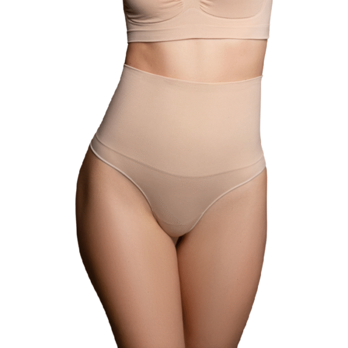 BYE-BRA – CINTO SEM EMENDA ESTILO TANGA BEIGE TAMANHO S