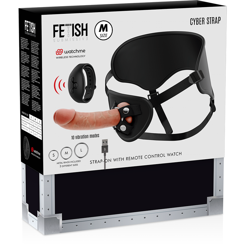 FETISH SUBMISSIVE CYBER STRAP – ARNÊS COM TECNOLOGIA DILDO WATCHME M DE CONTROLE REMOTO