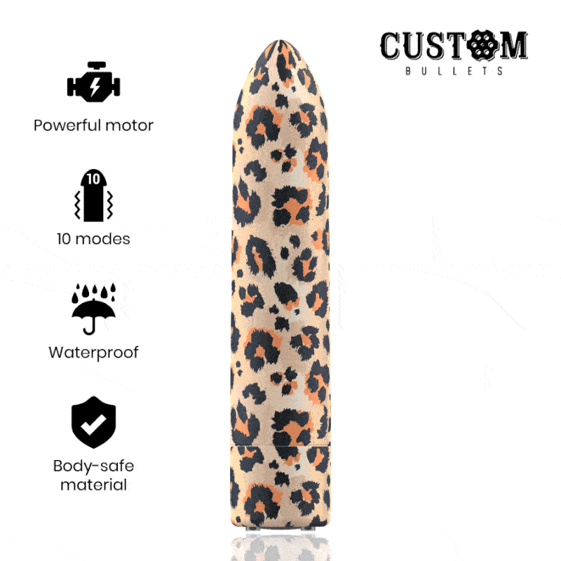 CUSTOM BULLETS – BALAS PERSONALIZADAS BALAS RECARREGÁVEIS LEOPARDO 10 INTENSIDADES