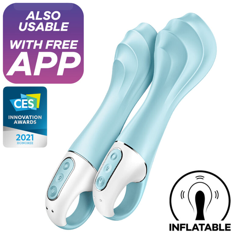 SATISFYER – AIR PUMP VIBRADOR 5+ APLICATIVO VIBRADOR INFLVEL G-SPOT AZUL