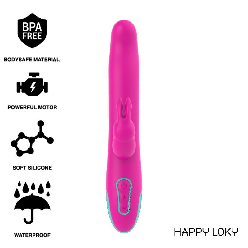 HAPPY LOKY – PLUTO COELHO VIBRADOR E ROTADOR RELÓGIO COM TECNOLOGIA SEM FIO COMPATÍVEL