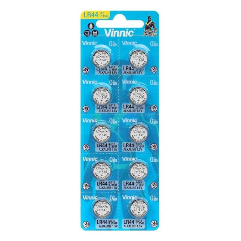 VINNIC – BATERIA BOTÃO ALCALINA AG13 L1154F LR44 BLISTER*10