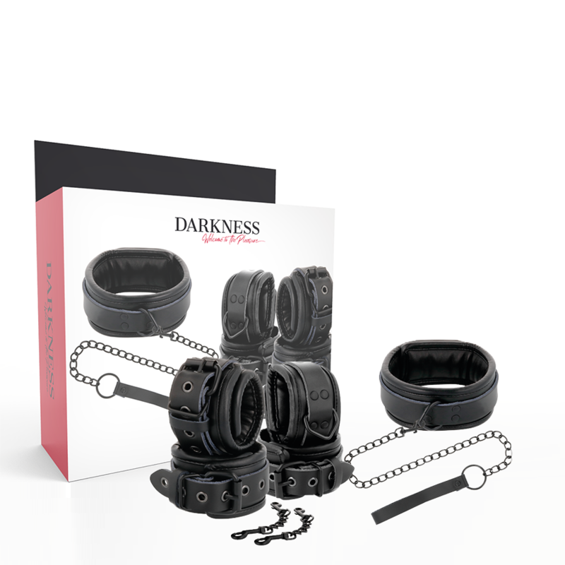 DARKNESS – ALGEMAS E COLAR DE COURO PRETO