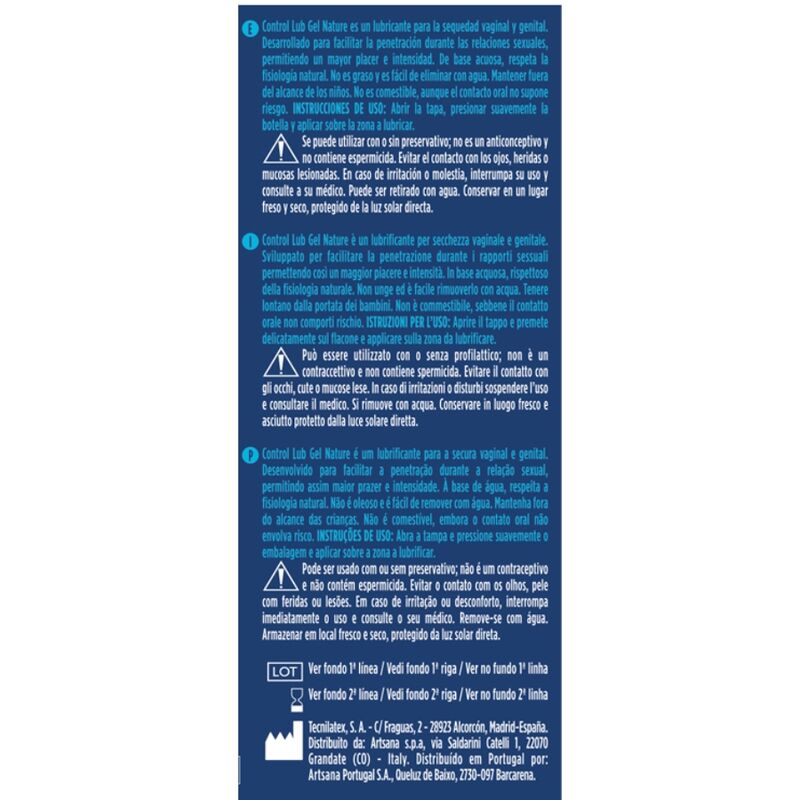 CONTROL – GEL LUBRIFICANTE NATURAL LUB 75 ML