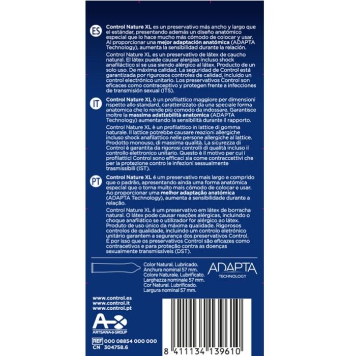 CONTROL – ADAPTA NATURE XL CONDOMS 12 UNITS