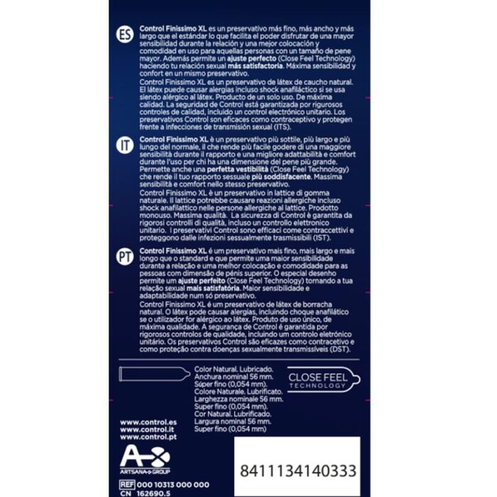 CONTROL – PRESERVATIVOS FINISSIMO XL 12 UNIDADES