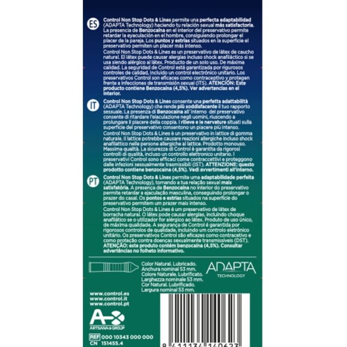 CONTROL – NONSTOP DOTS AND LINES CONDOMS 12 UNITS
