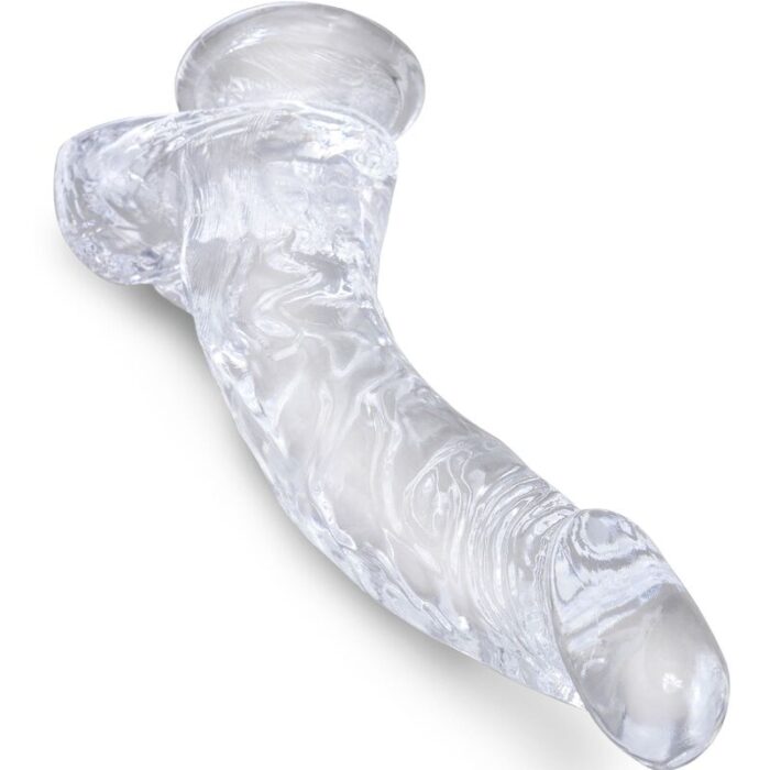 KING COCK – CLEAR PÊNIS CURVADO REALISTA COM BOLAS 16.5 CM TRANSPARENTE