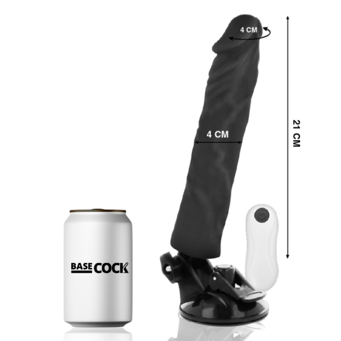 BASECOCK – VIBRADOR REALÍSTICO CONTROLE REMOTO PRETO 21 CM -O- 4 CM