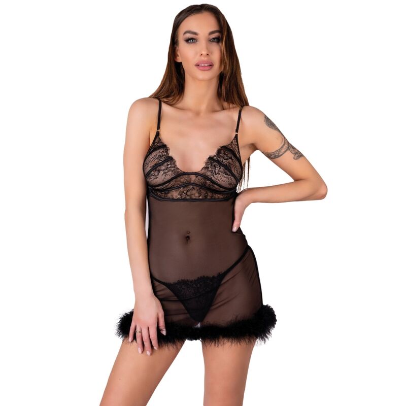 LIVCO CORSETTI FASHION - CONJUNTO ZERUNAM BABYDOLL + TANGA PRETA - Image 6