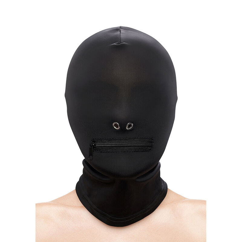 NS NOVELTIES – FETISH & FASHION FECHADO BOCA COM ZÍPER CAPUZ NYLON PRETO
