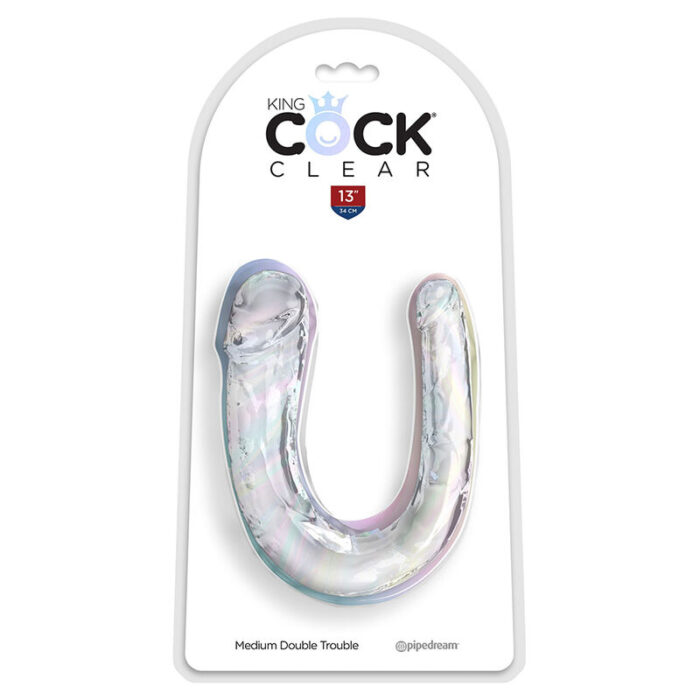 KING COCK – DOUBLE TROUBLE DILDO DUPLO 33 CM TRANSPARENTE