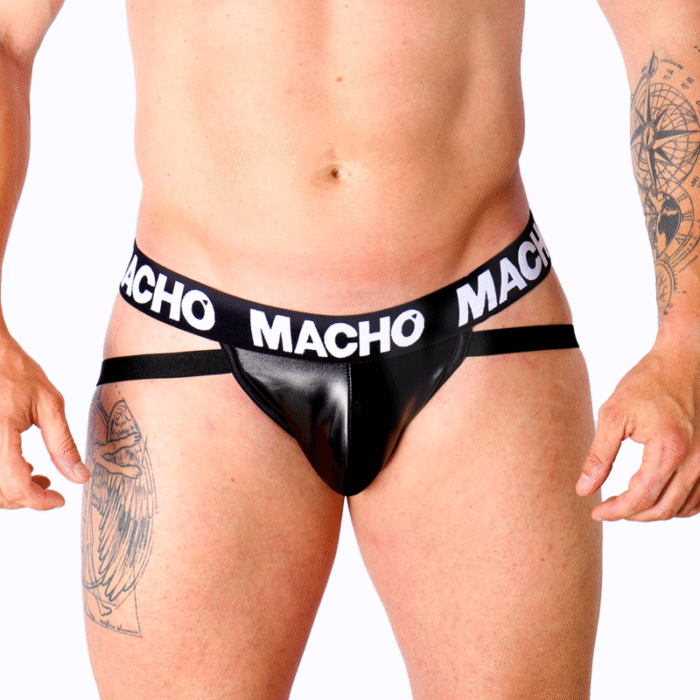 MACHO – MX25NC JOCK COURO PRETO S